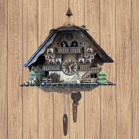 Amazing Chalet Style Quartz Cuckoo With Bell Tower And Water Mill. Cuckoo Clock [clocktyme.com] 