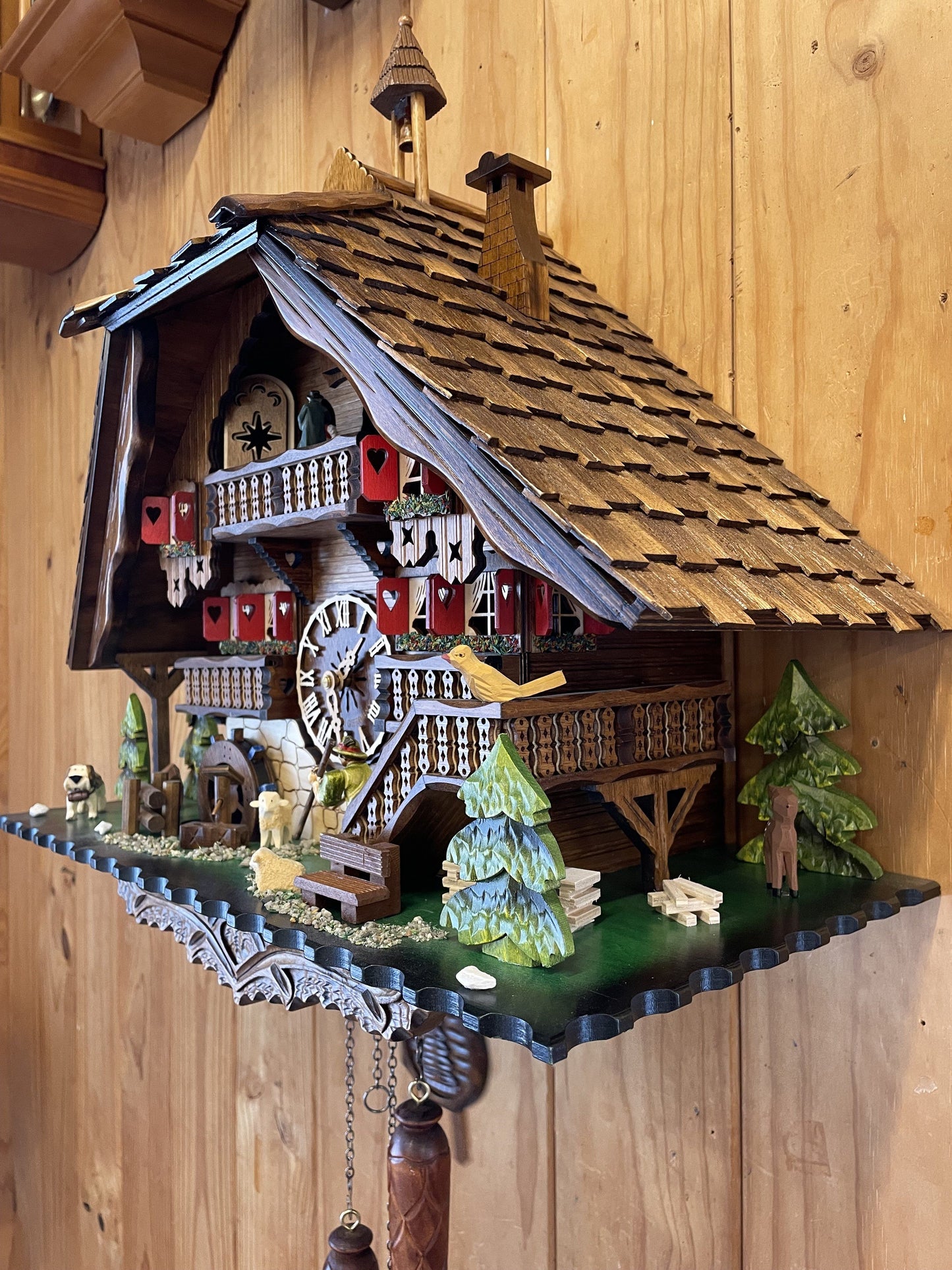 Amazing Chalet Style Quartz Cuckoo With Bell Tower And Water Mill (Free delivery across Australia) Cuckoo Clock [clocktyme.com] 