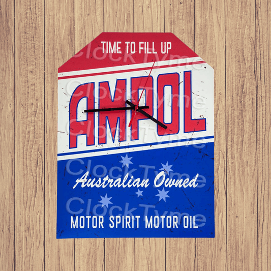 Ampol rustic sign clock, Australian made. Wall Clock [clocktyme.com] 